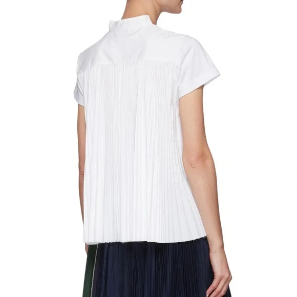 SACAI Hybrid Contrast NWOT Pleated Back T-Shirt Size Japanese 3 US M-L